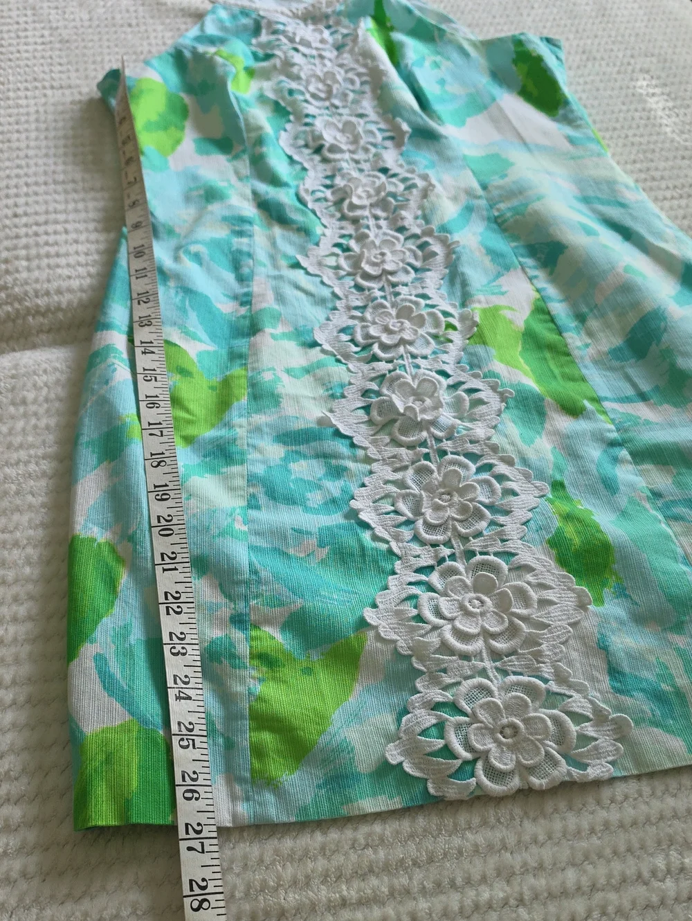 Lilly Pulitzer Aqua &  Green Floral Lace-Trim Halter Dress
